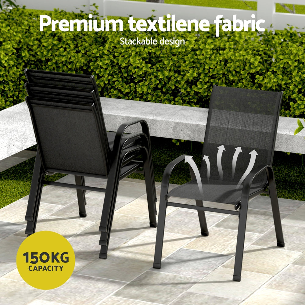 Outdoor Dining Sets: Gardeon 7PC Outdoor Dining Set Table and Chairs Patio Furniture Garden Bistro Set Black