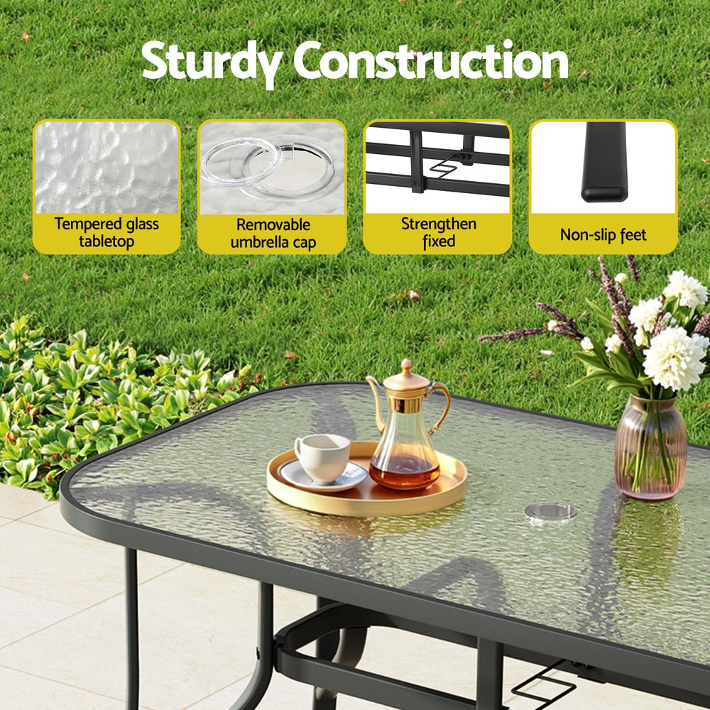 Outdoor Dining Sets: Gardeon 7PC Outdoor Dining Set Table and Chairs Patio Furniture Garden Bistro Set Black