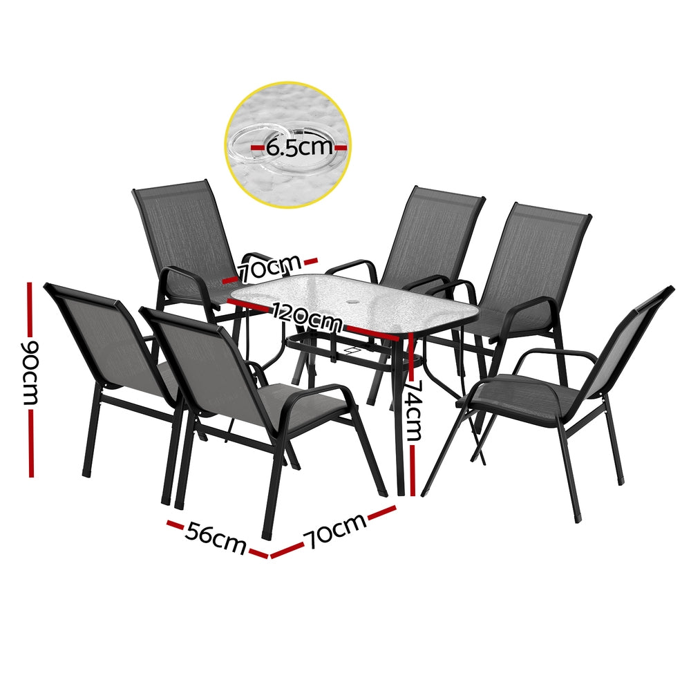 Outdoor Dining Sets: Gardeon 7PC Outdoor Dining Set Table and Chairs Patio Furniture Garden Bistro Set Grey