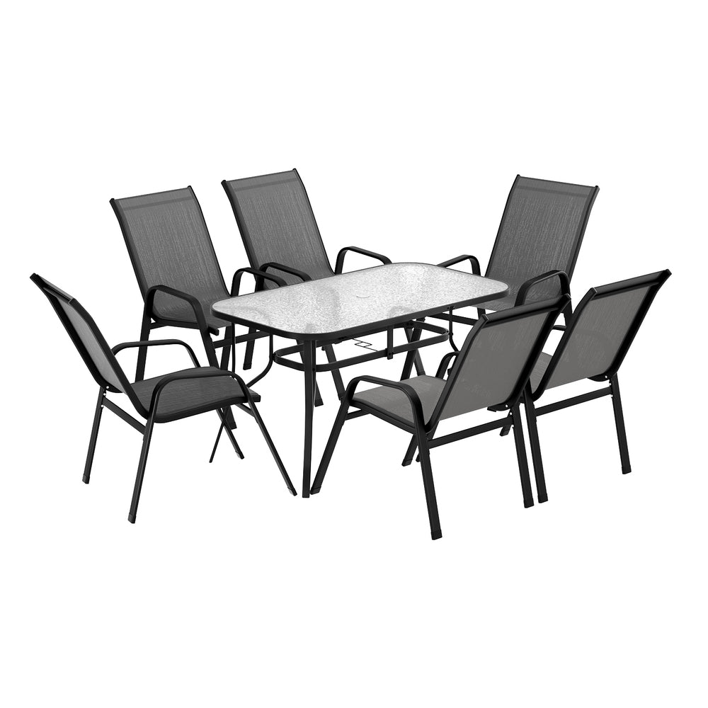 Outdoor Dining Sets: Gardeon 7PC Outdoor Dining Set Table and Chairs Patio Furniture Garden Bistro Set Grey