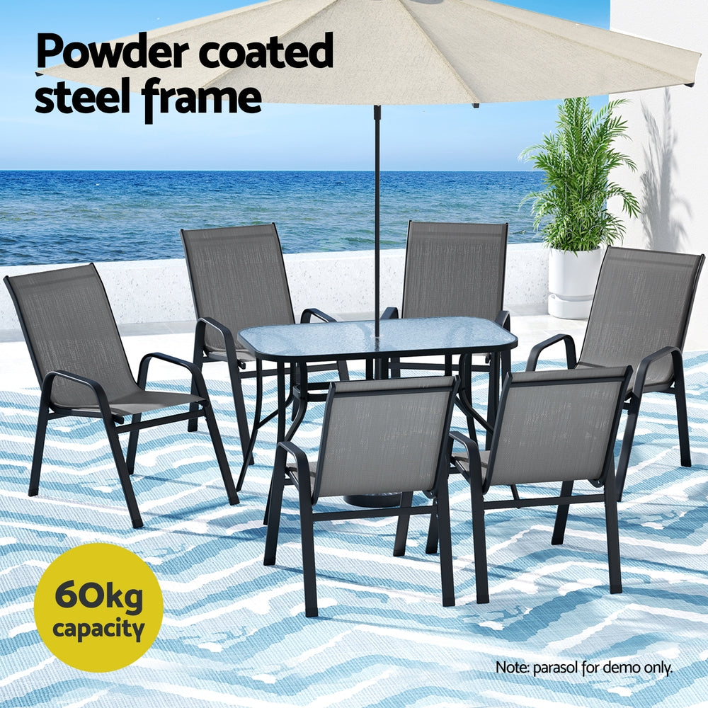 Outdoor Dining Sets: Gardeon 7PC Outdoor Dining Set Table and Chairs Patio Furniture Garden Bistro Set Grey