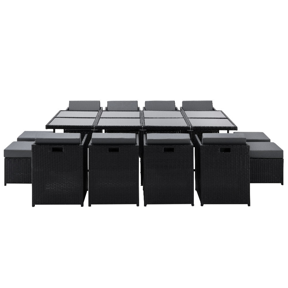 Outdoor Dining Sets: Gardeon Outdoor Dining Set 13 Piece Wicker Table Chairs Setting Black