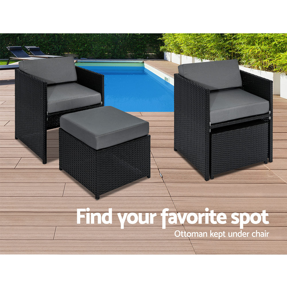 Outdoor Dining Sets: Gardeon Outdoor Dining Set 13 Piece Wicker Table Chairs Setting Black