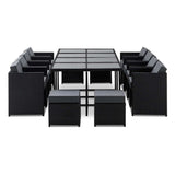 Gardeon Outdoor Dining Set 13 Piece Wicker Table Chairs Setting Black