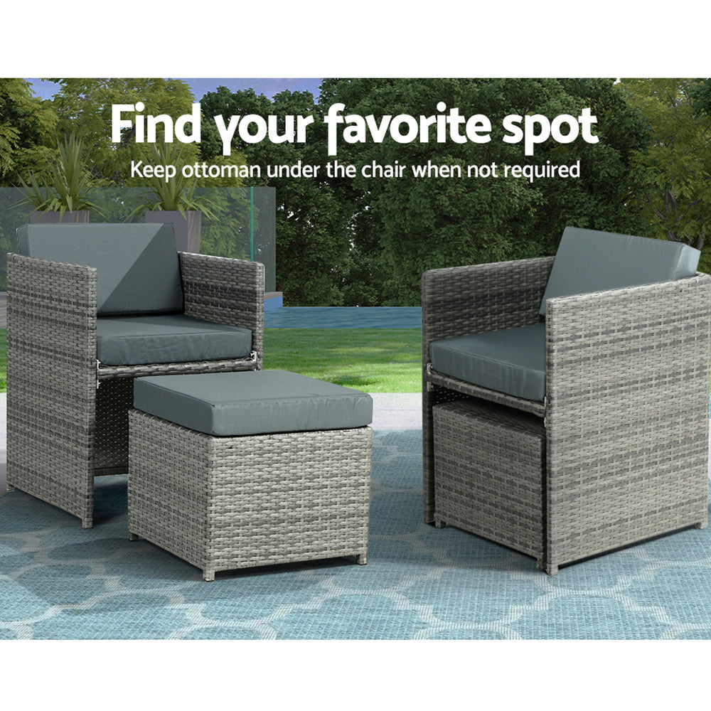 Outdoor Chairs: Gardeon Outdoor Dining Set 13 Piece Wicker Table Chairs Setting Grey