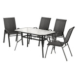 Gardeon 5PC Outdoor Dining Set Table and Chairs Patio Furniture Bistro Set Garden Black