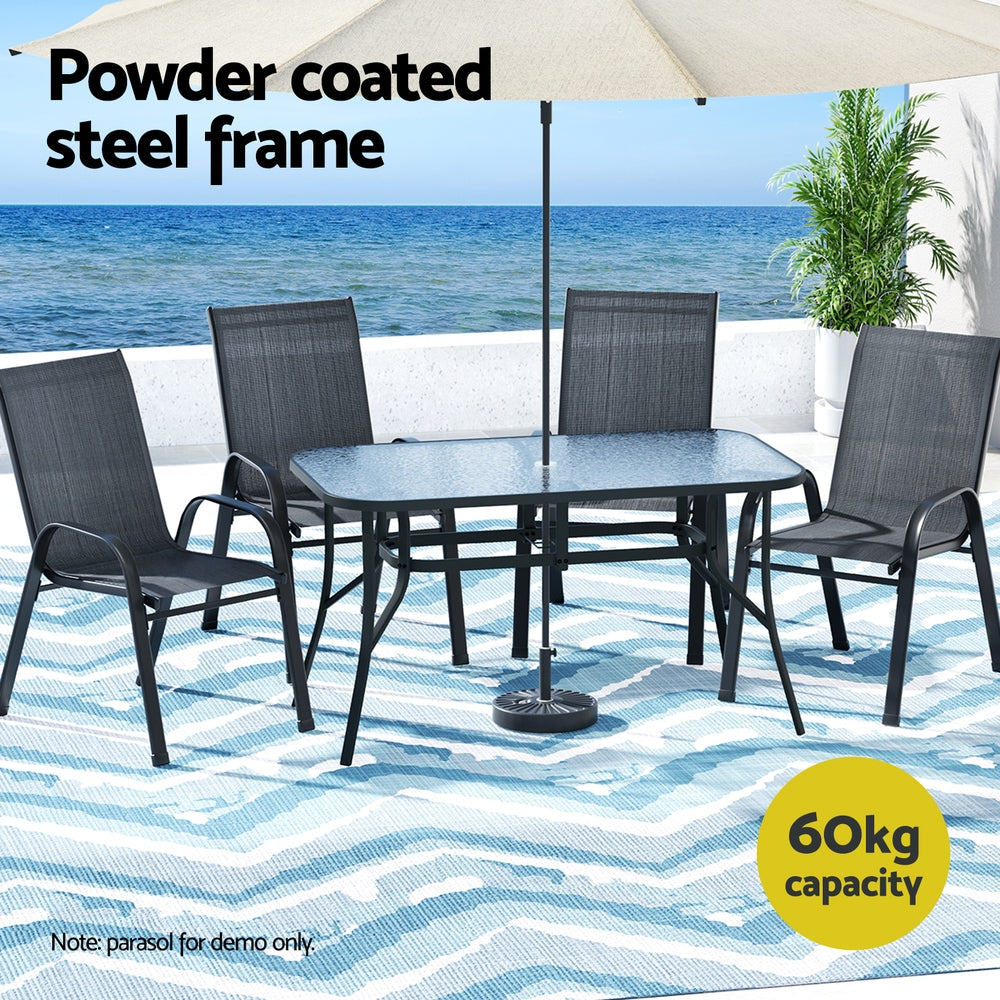 Outdoor Dining Sets: Gardeon 5PC Outdoor Dining Set Table and Chairs Patio Furniture Bistro Set Garden Black