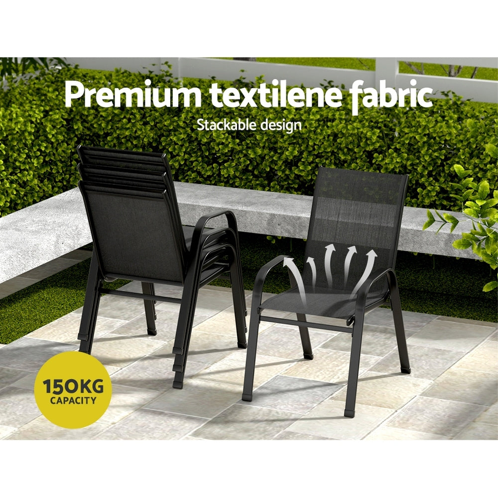 Outdoor Dining Sets: Gardeon 5PC Outdoor Dining Set Table and Chairs Patio Furniture Bistro Set Garden Black