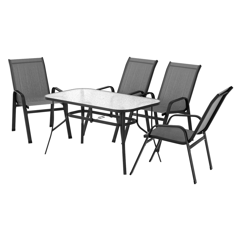 Outdoor Dining Sets: Gardeon 5PC Outdoor Dining Set Table and Chairs Patio Furniture Bistro Set Garden Grey