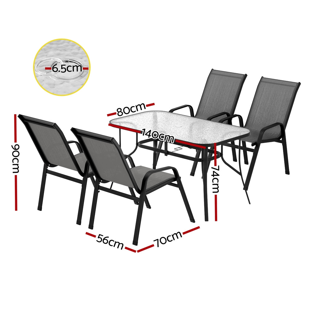 Outdoor Dining Sets: Gardeon 5PC Outdoor Dining Set Table and Chairs Patio Furniture Bistro Set Garden Grey