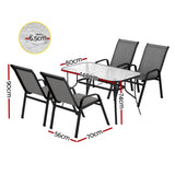 Gardeon 5PC Outdoor Dining Set Table and Chairs Patio Furniture Bistro Set Garden Grey