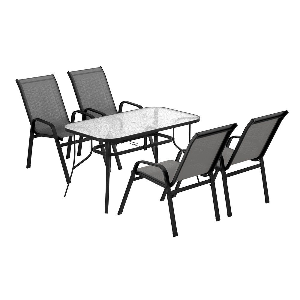 Outdoor Dining Sets: Gardeon 5PC Outdoor Dining Set Table and Chairs Patio Furniture Bistro Set Garden Grey