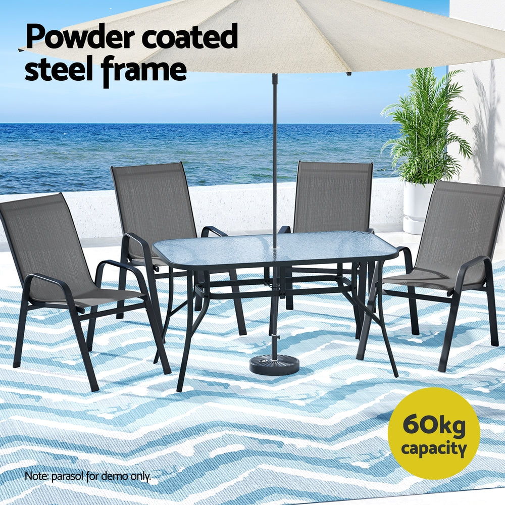 Outdoor Dining Sets: Gardeon 5PC Outdoor Dining Set Table and Chairs Patio Furniture Bistro Set Garden Grey