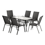 Gardeon 7PC Outdoor Dining Set Table and Chairs Patio Furniture Bistro Set Garden Black