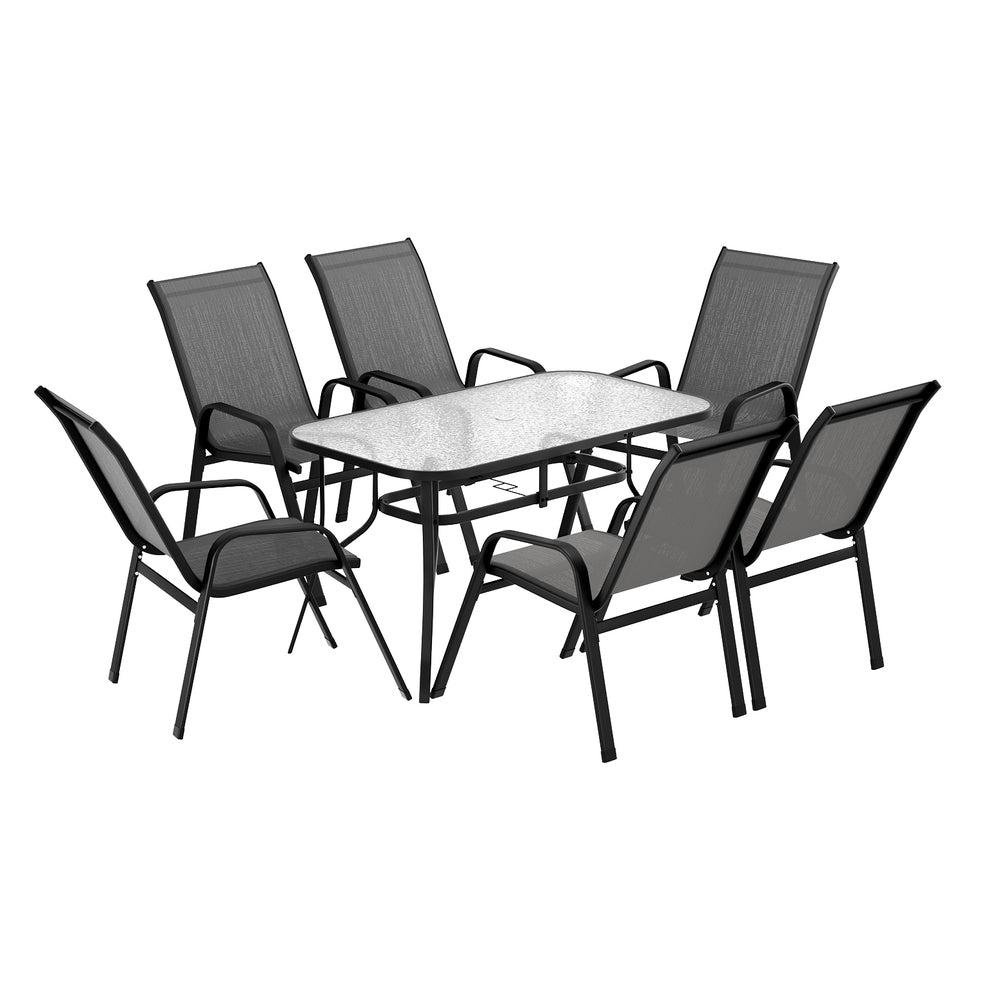 Outdoor Dining Sets: Gardeon 7PC Outdoor Dining Set Table and Chairs Patio Furniture Bistro Set Garden Grey