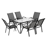 Gardeon 7PC Outdoor Dining Set Table and Chairs Patio Furniture Bistro Set Garden Grey