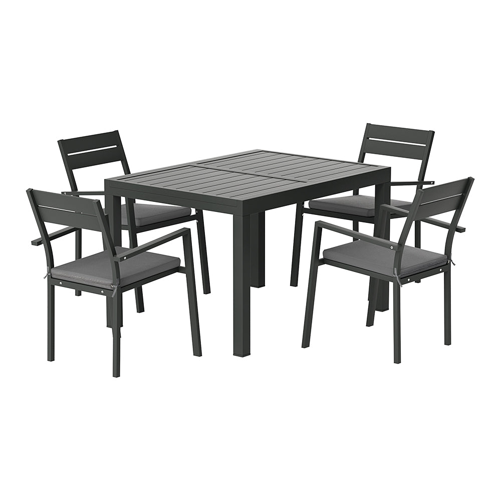 Outdoor Dining Sets: Gardeon Outdoor Dining Set 5 Piece Aluminum Extendable Table Setting Black