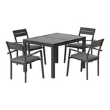 Gardeon Outdoor Dining Set 5 Piece Aluminum Extendable Table Setting Black