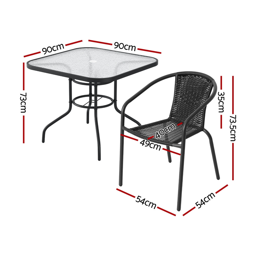 Outdoor Dining Sets: Gardeon Outdoor Dining Set 5 Piece Steel Stackable Chairs Table Patio Furniture