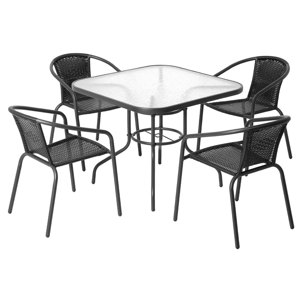 Outdoor Dining Sets: Gardeon Outdoor Dining Set 5 Piece Steel Stackable Chairs Table Patio Furniture