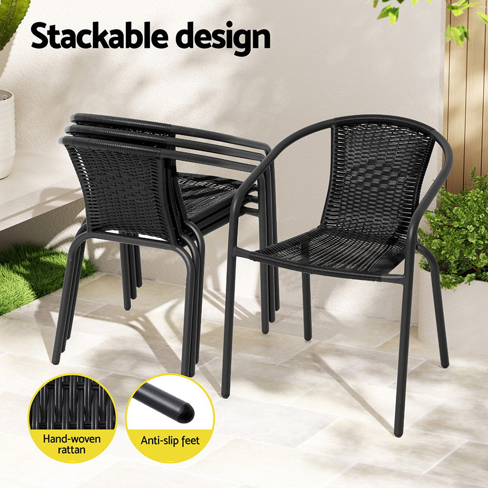 Outdoor Dining Sets: Gardeon Outdoor Dining Set 5 Piece Steel Stackable Chairs Table Patio Furniture