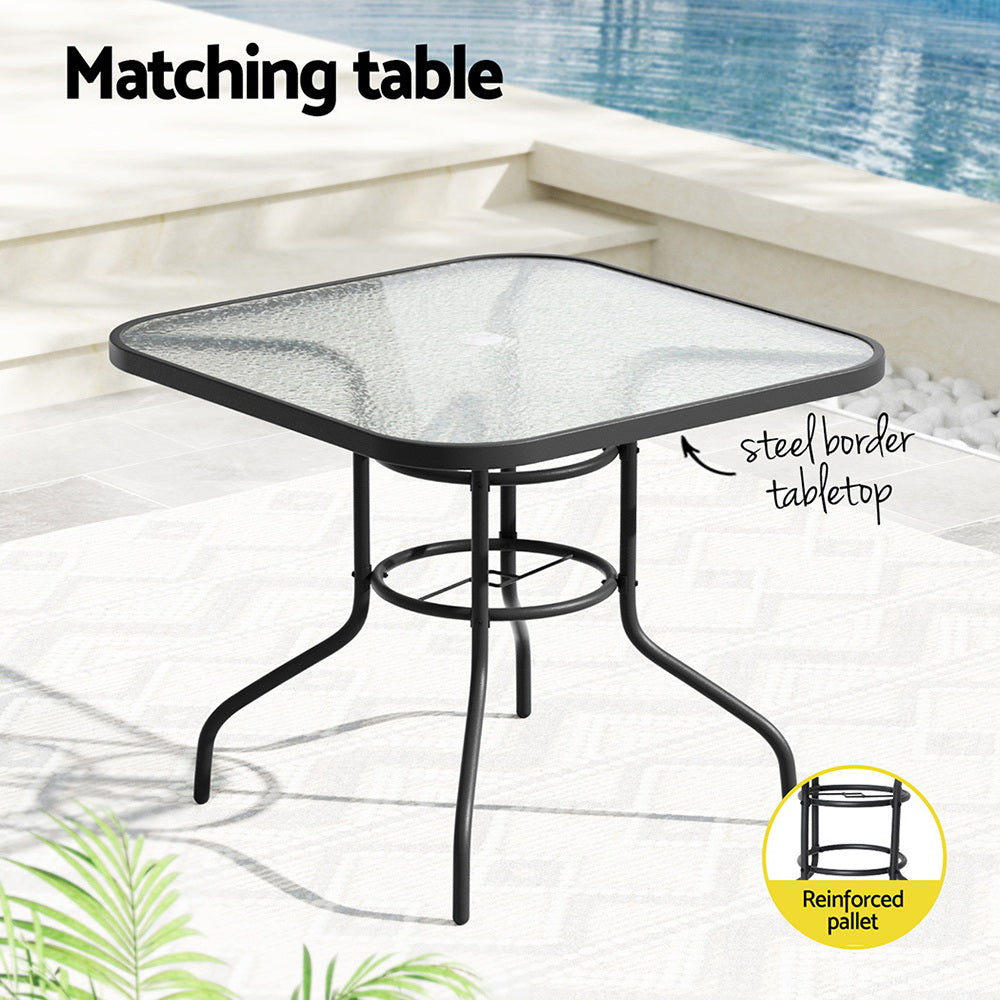 Outdoor Dining Sets: Gardeon Outdoor Dining Set 5 Piece Steel Stackable Chairs Table Patio Furniture