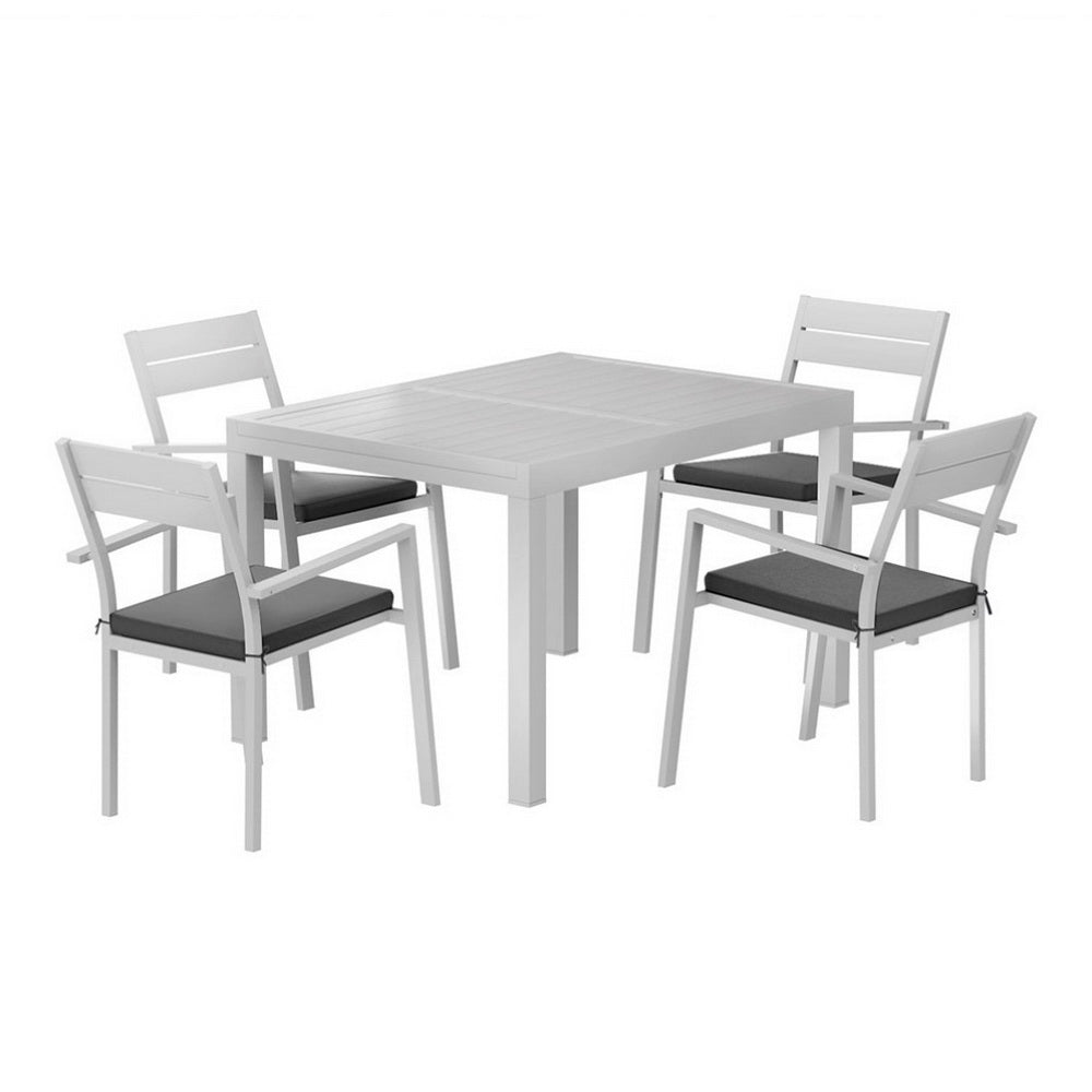 Outdoor Dining Sets: Gardeon Outdoor Dining Set 5 Piece Aluminum Extendable Table Setting White