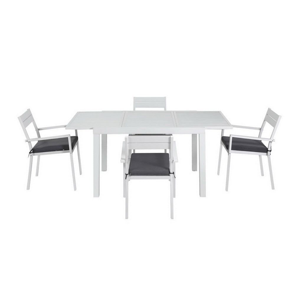 Outdoor Dining Sets: Gardeon Outdoor Dining Set 5 Piece Aluminum Extendable Table Setting White