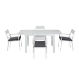 Gardeon Outdoor Dining Set 5 Piece Aluminum Extendable Table Setting White
