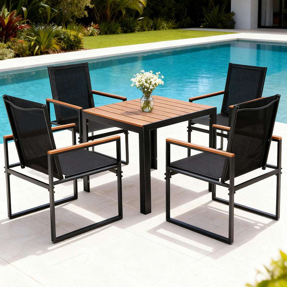 Dining Set: Gardeon 5PCS Outdoor Dining Set Table and Chairs Patio Garden Furniture Bistro Set