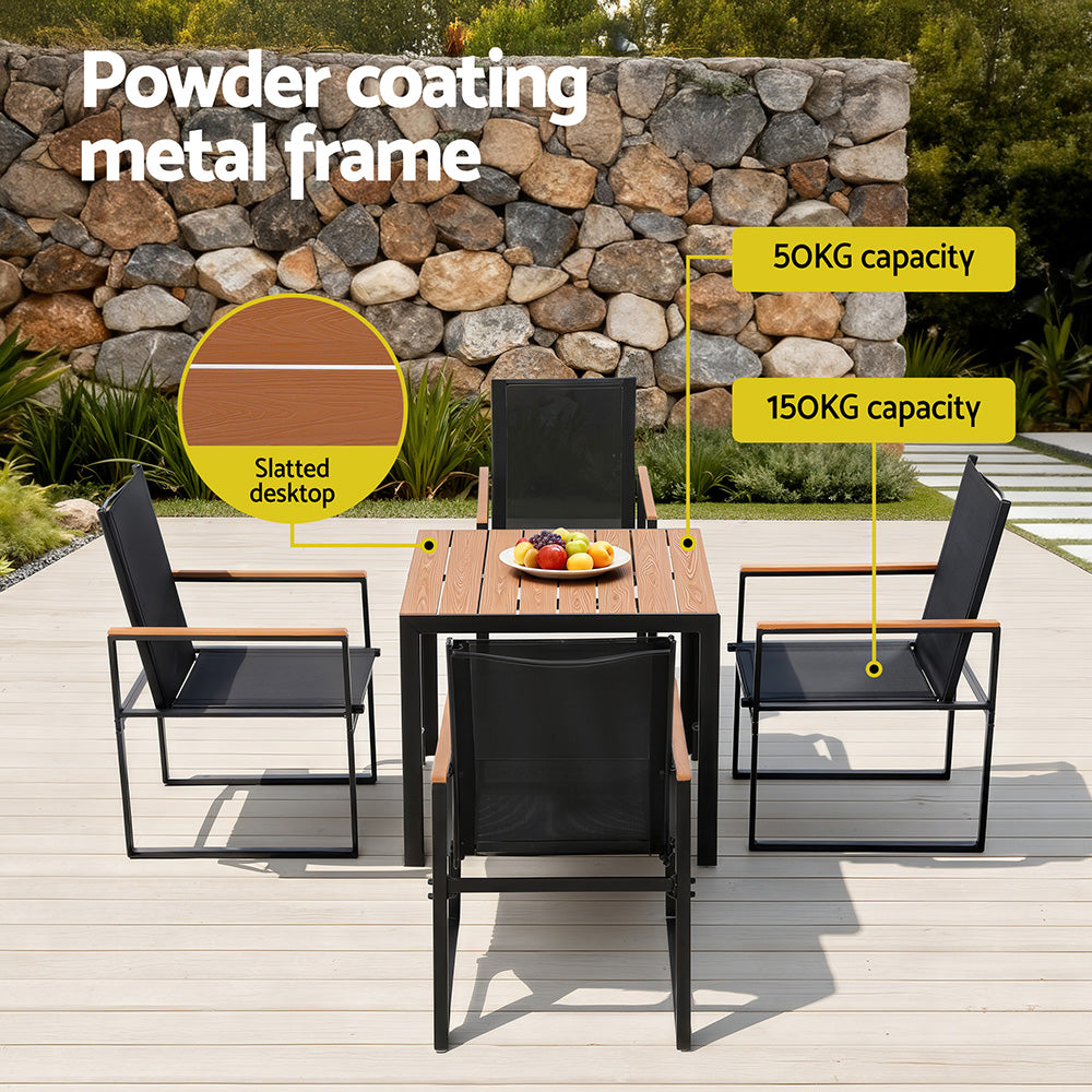 Dining Set: Gardeon 5PCS Outdoor Dining Set Table and Chairs Patio Garden Furniture Bistro Set