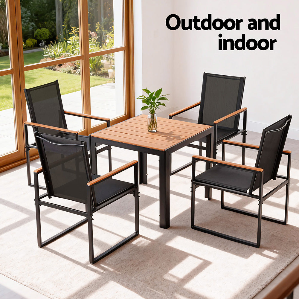 Dining Set: Gardeon 5PCS Outdoor Dining Set Table and Chairs Patio Garden Furniture Bistro Set
