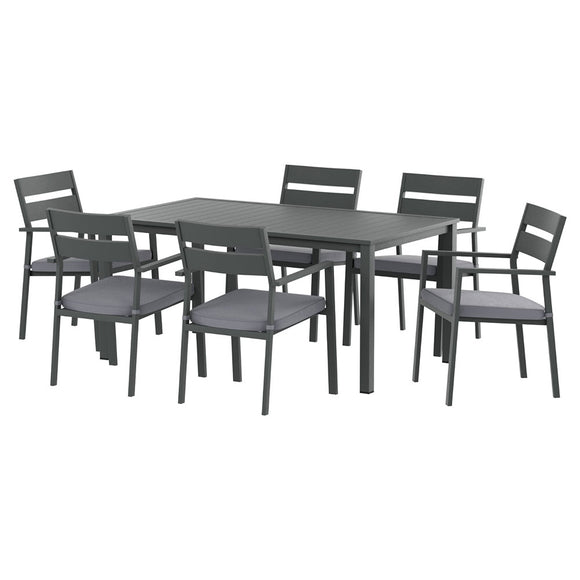 Gardeon Outdoor Dining Set 7 Piece Aluminum Table Chairs Setting Black