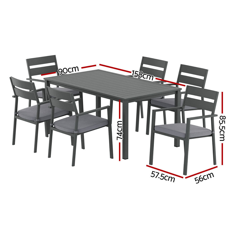 Outdoor Dining Sets: Gardeon Outdoor Dining Set 7 Piece Aluminum Table Chairs Setting Black