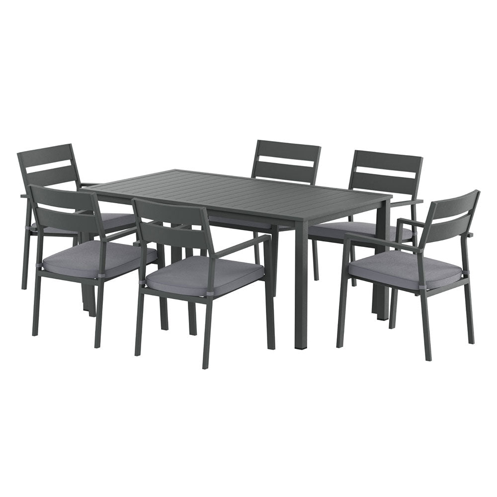 Outdoor Dining Sets: Gardeon Outdoor Dining Set 7 Piece Aluminum Table Chairs Setting Black