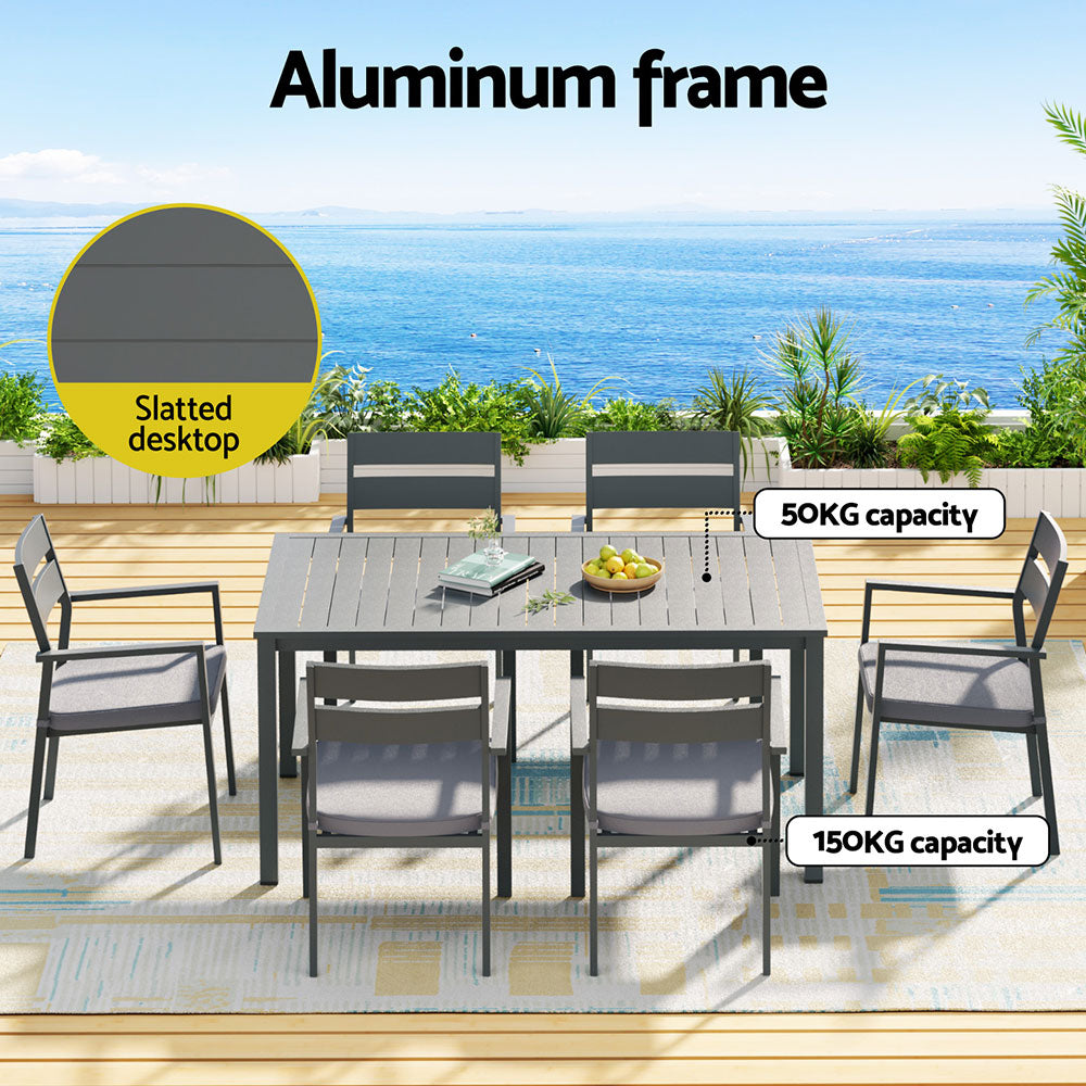 Outdoor Dining Sets: Gardeon Outdoor Dining Set 7 Piece Aluminum Table Chairs Setting Black
