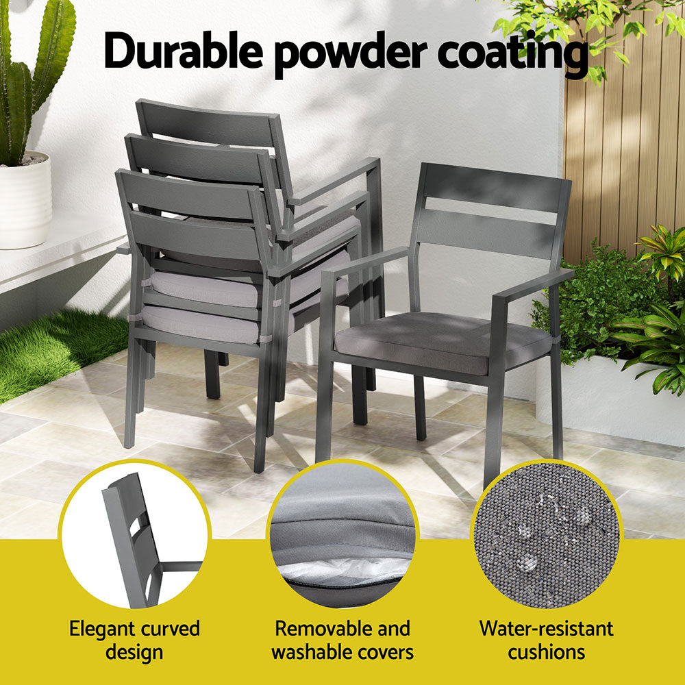 Outdoor Dining Sets: Gardeon Outdoor Dining Set 7 Piece Aluminum Table Chairs Setting Black