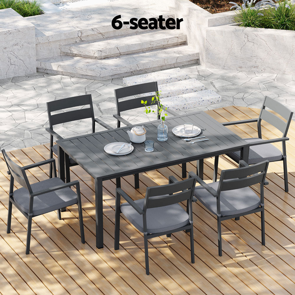Outdoor Dining Sets: Gardeon Outdoor Dining Set 7 Piece Aluminum Table Chairs Setting Black