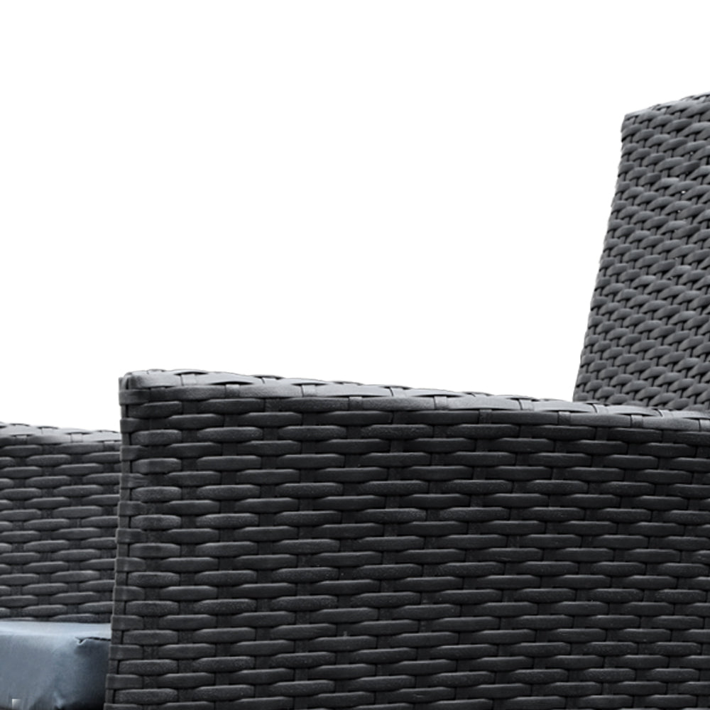 Outdoor Sofas & Lounge Sets: Gardeon Outdoor Dining Set 7 Piece Wicker Lounge Setting Black