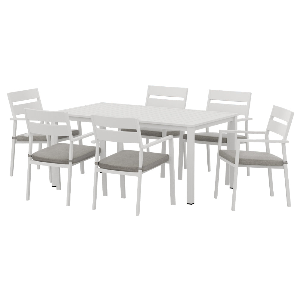 Outdoor Dining Sets: Gardeon Outdoor Dining Set 7 Piece Aluminum Table Chairs Setting White