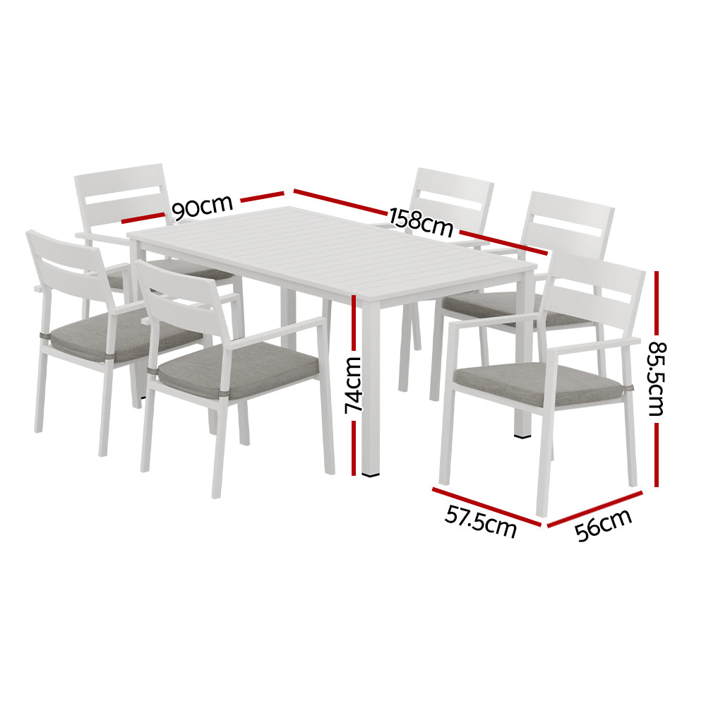 Outdoor Dining Sets: Gardeon Outdoor Dining Set 7 Piece Aluminum Table Chairs Setting White