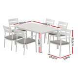 Gardeon Outdoor Dining Set 7 Piece Aluminum Table Chairs Setting White