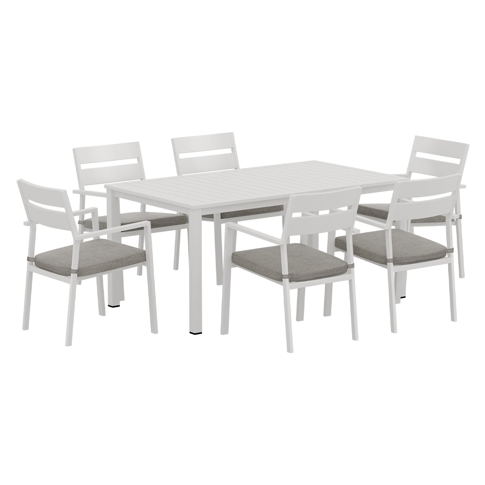 Outdoor Dining Sets: Gardeon Outdoor Dining Set 7 Piece Aluminum Table Chairs Setting White