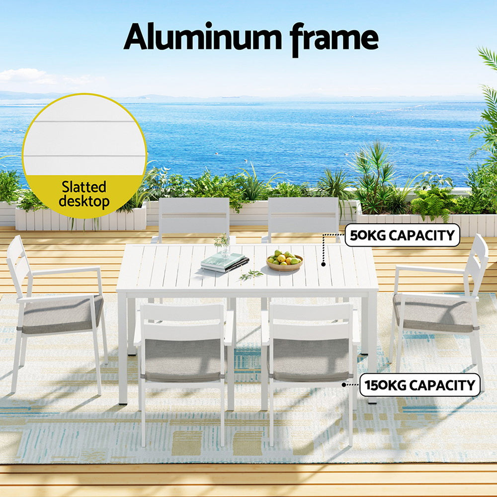 Outdoor Dining Sets: Gardeon Outdoor Dining Set 7 Piece Aluminum Table Chairs Setting White