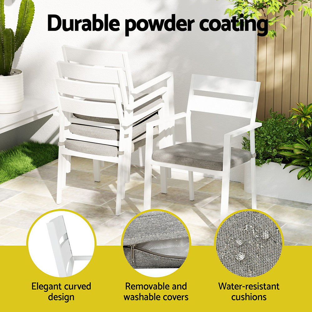 Outdoor Dining Sets: Gardeon Outdoor Dining Set 7 Piece Aluminum Table Chairs Setting White
