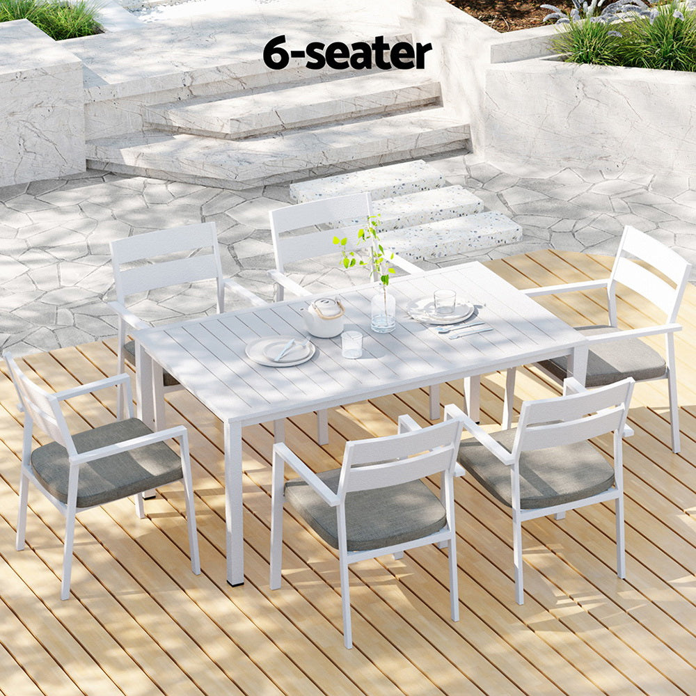 Outdoor Dining Sets: Gardeon Outdoor Dining Set 7 Piece Aluminum Table Chairs Setting White