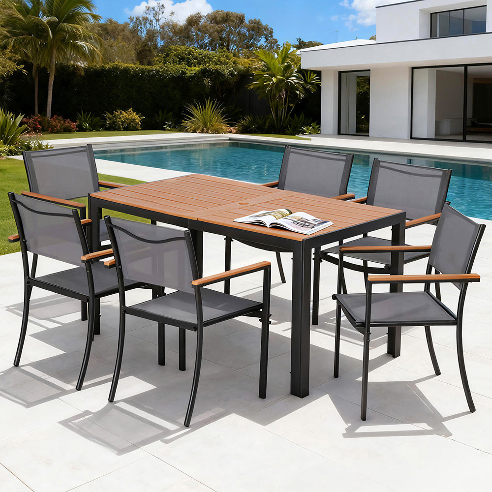 Outdoor Dining Sets: Gardeon 7PCS Outdoor Dining Set Table and Chairs Patio Garden Furniture Bistro Set