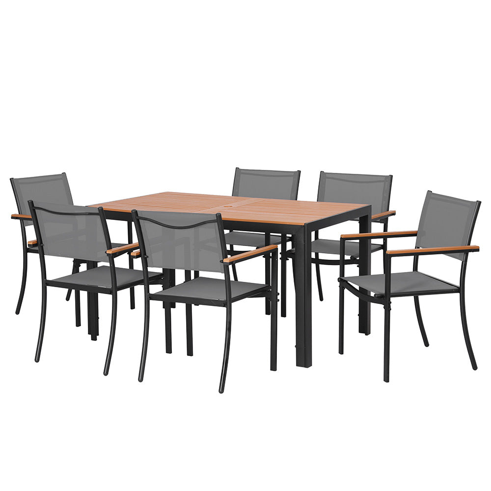 Outdoor Dining Sets: Gardeon 7PCS Outdoor Dining Set Table and Chairs Patio Garden Furniture Bistro Set