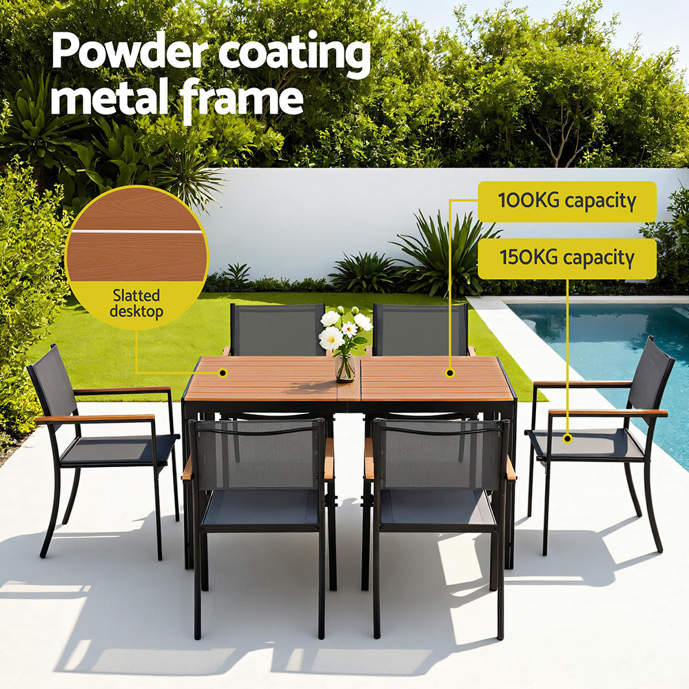 Outdoor Dining Sets: Gardeon 7PCS Outdoor Dining Set Table and Chairs Patio Garden Furniture Bistro Set