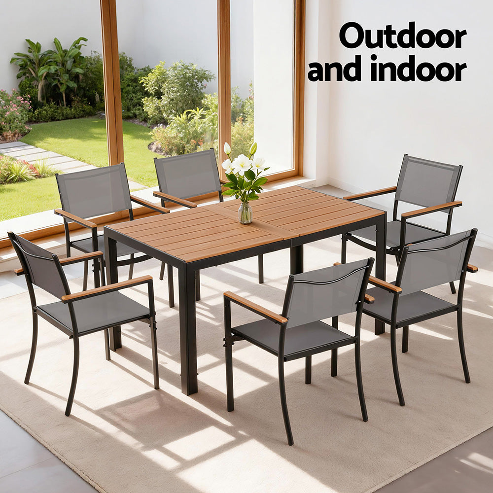 Outdoor Dining Sets: Gardeon 7PCS Outdoor Dining Set Table and Chairs Patio Garden Furniture Bistro Set